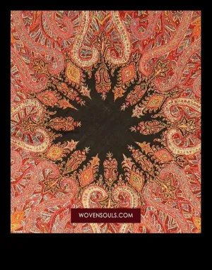 1525 Superb Antique Embroidered Wool Shawl