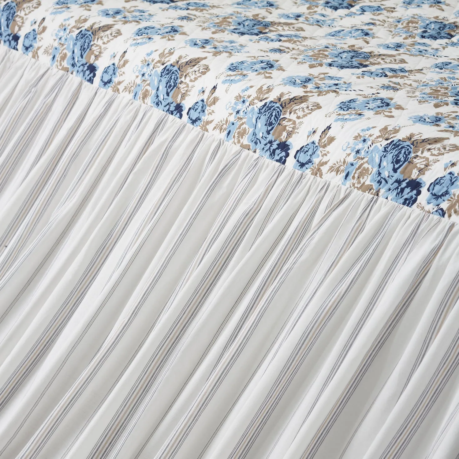 Annie Blue Floral Ruffled California King Coverlet 84x72 27