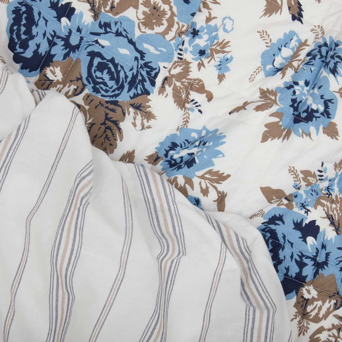 Annie Blue Floral Ruffled California King Coverlet 84x72 27