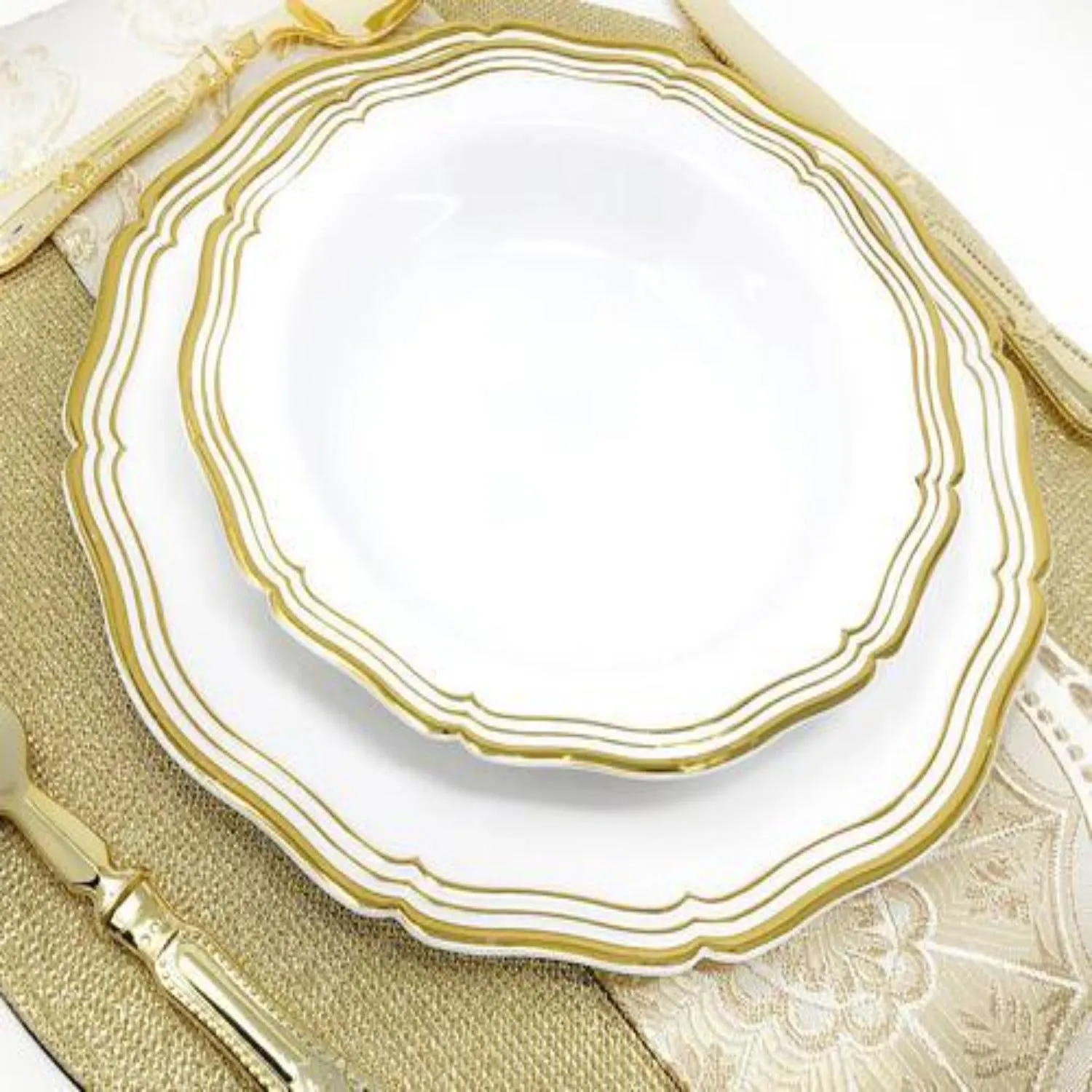 Aristocrat Collections Dinner Plate White & Gold 10"