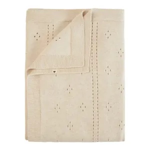 Bibs - Knitted blanket, 100% organic cotton, pointelle ivory