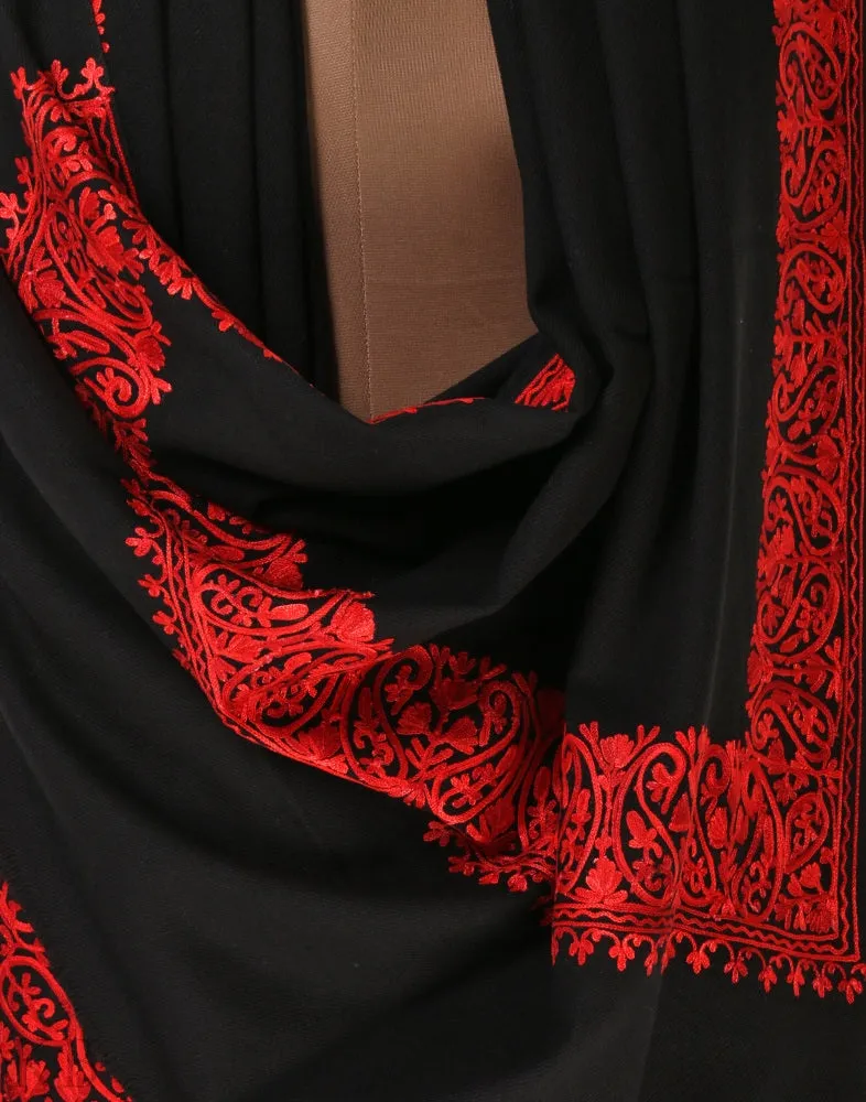 Black Aari Embroidered Cashmilon Shawl