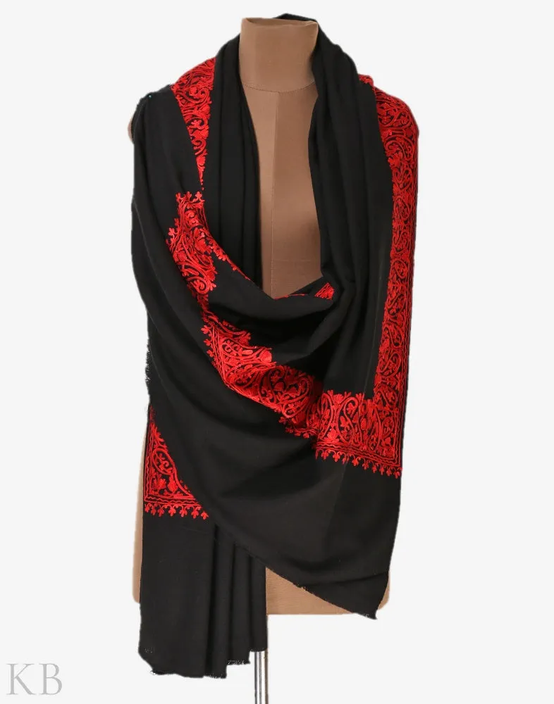 Black Aari Embroidered Cashmilon Shawl