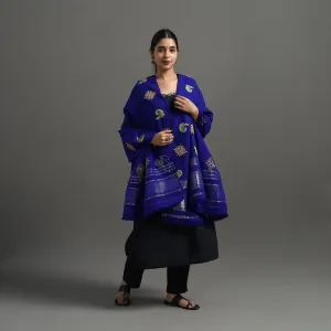 Blue - Kutch Ahir Hand Embroidery Woollen Shawl 41