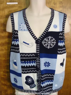 Crafty Blue Cheap Christmas Sweater Vest