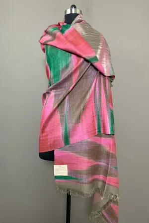 Elham Reversible Zari Multi Coloured Ikat Dyed Cashmere Shawl