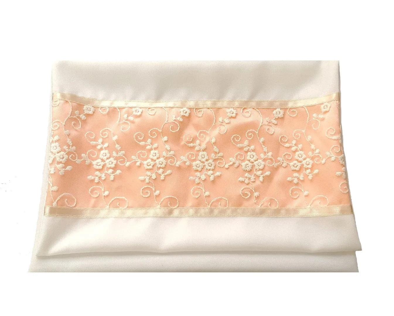 Enchanting White Flowers on Peach, Tallit for Women, Bat Mitzvah Tallit, Girl's Tallit