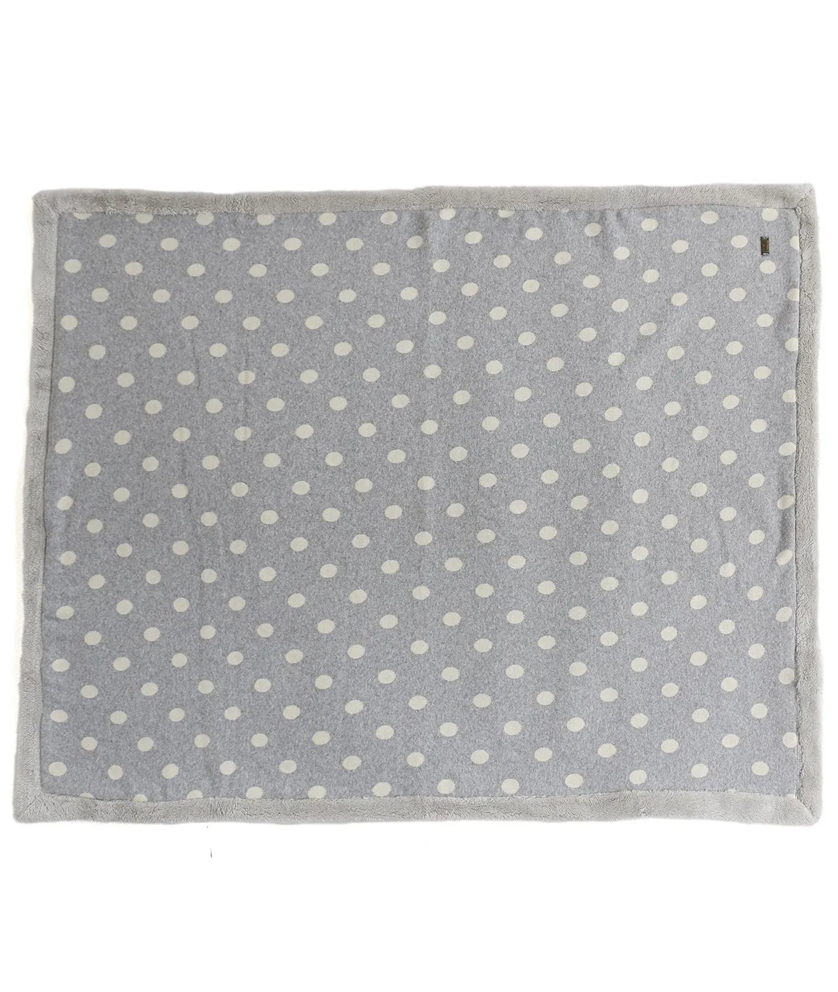 Fun with Dots - Light Grey Cotton Knitted Blanket with Faux Fur Back for Babies