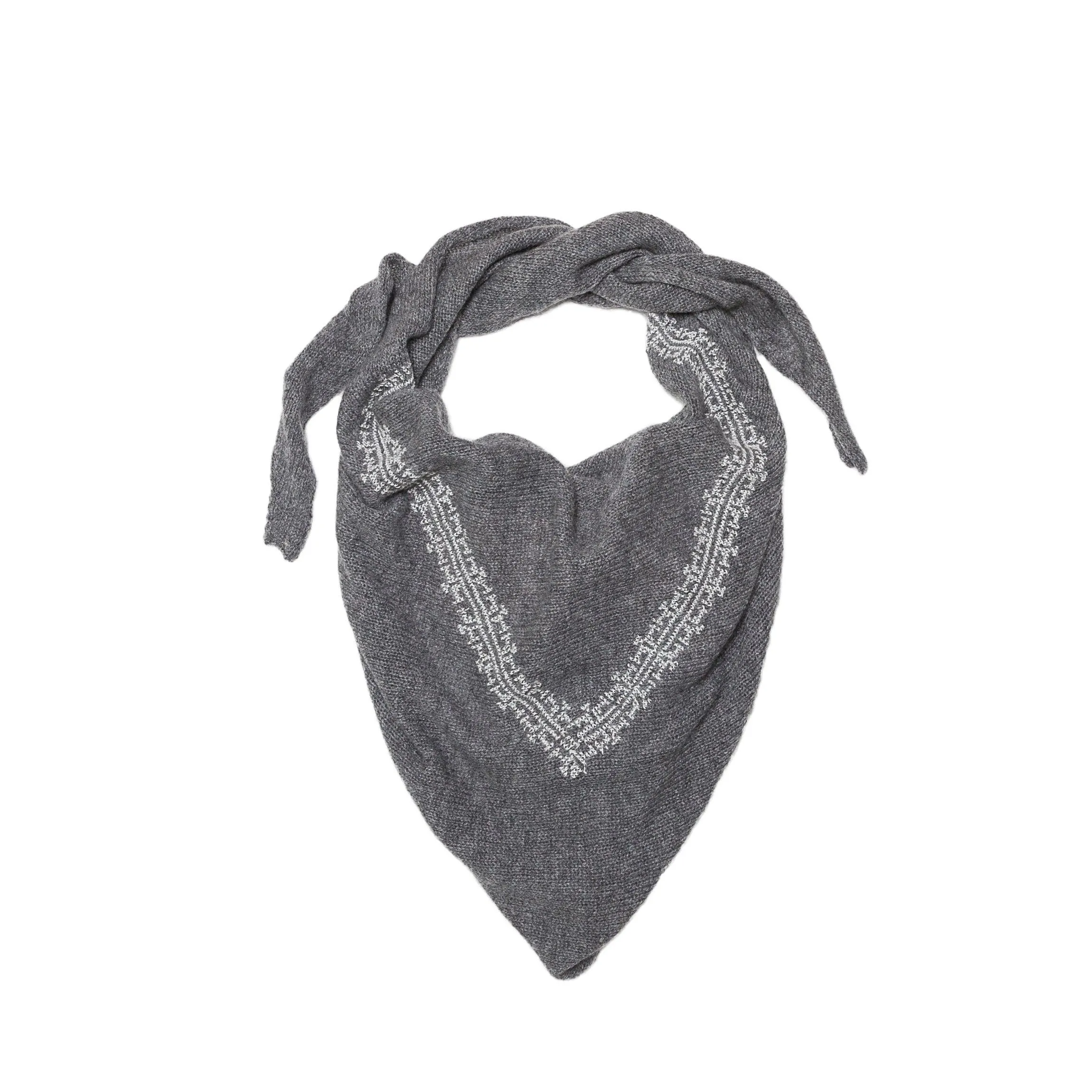 GRAY CASHMERE TRIANGLE SCARF | IBRAHIM