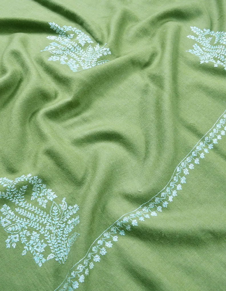 Green Embroidery Pashmina Shawl 7568