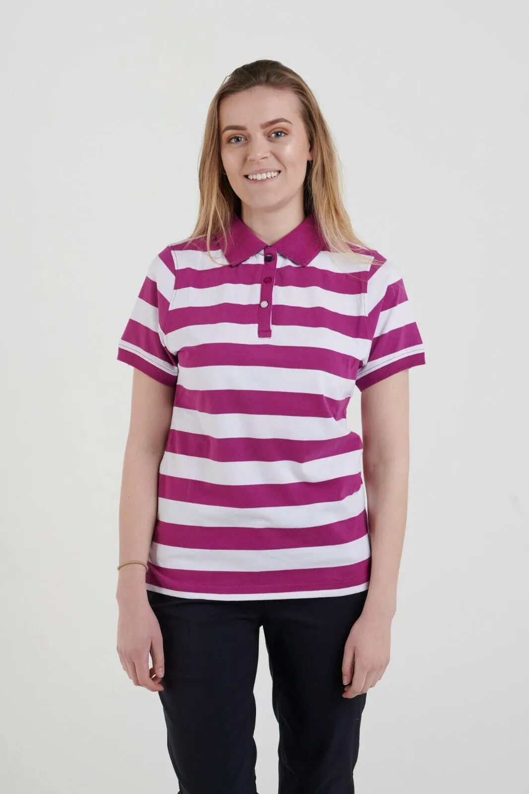 Hazy Blue Womens Short Sleeve Polo Shirt - Sienna