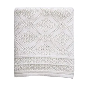 Heirloom Merino Baby Blanket Geometric Pattern - Bianco