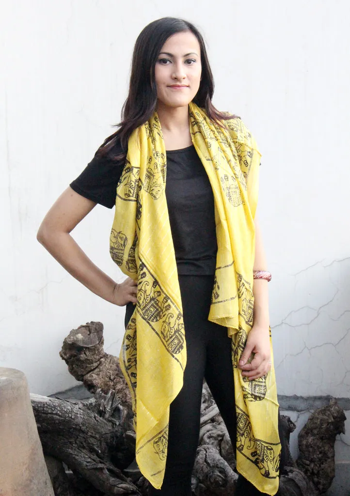 Indian Safari Cotton Yellow Scarf