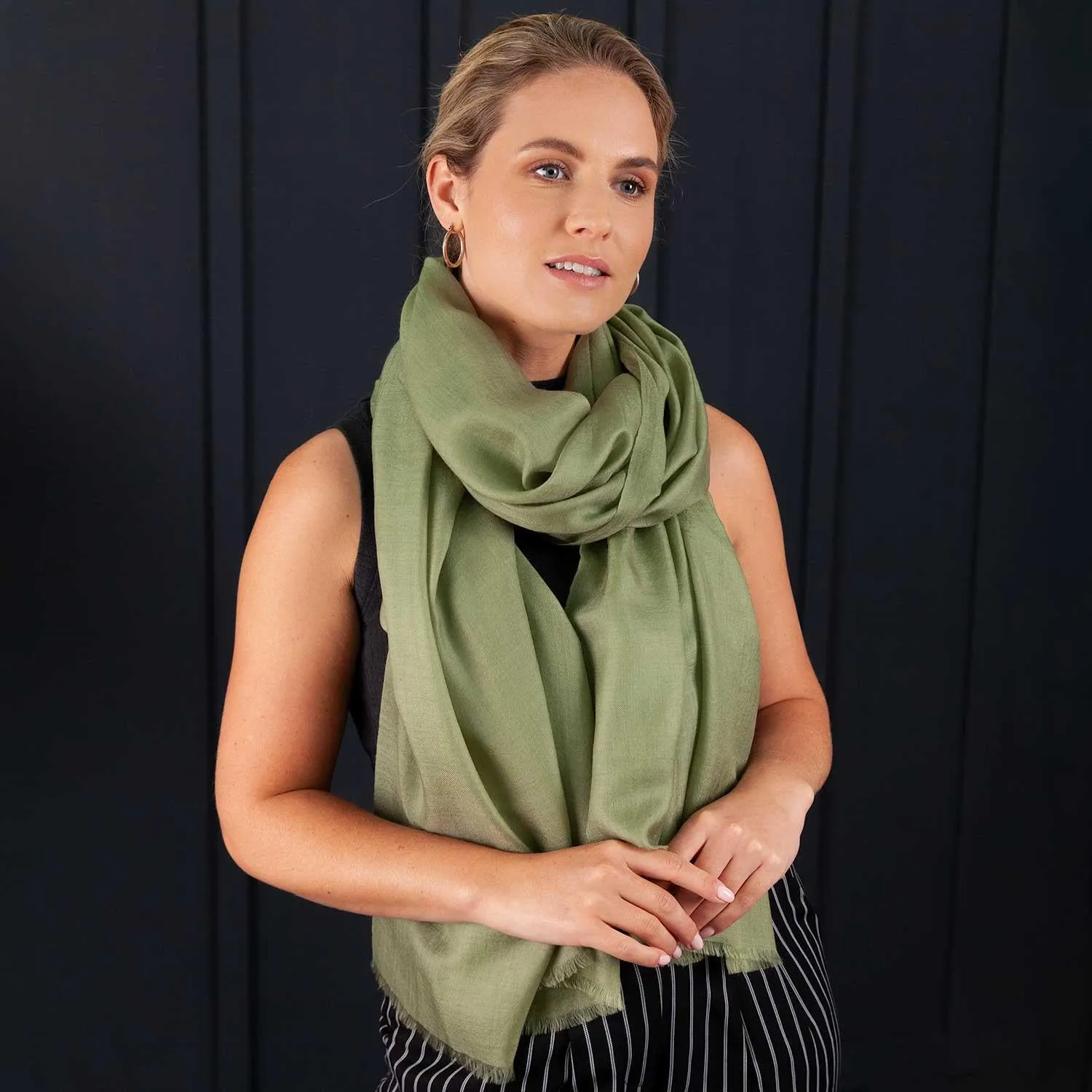 Luxe Merino Silk Shawl Khaki