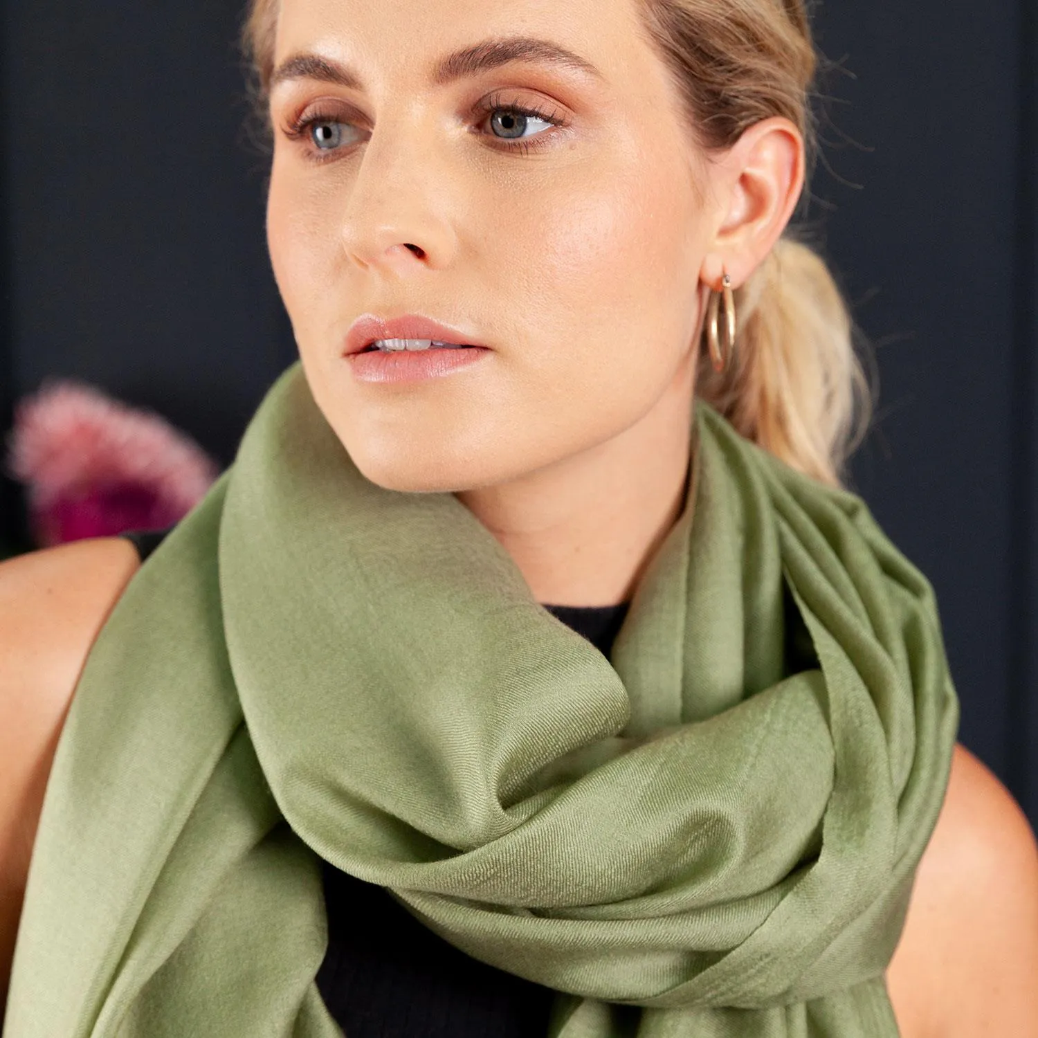 Luxe Merino Silk Shawl Khaki