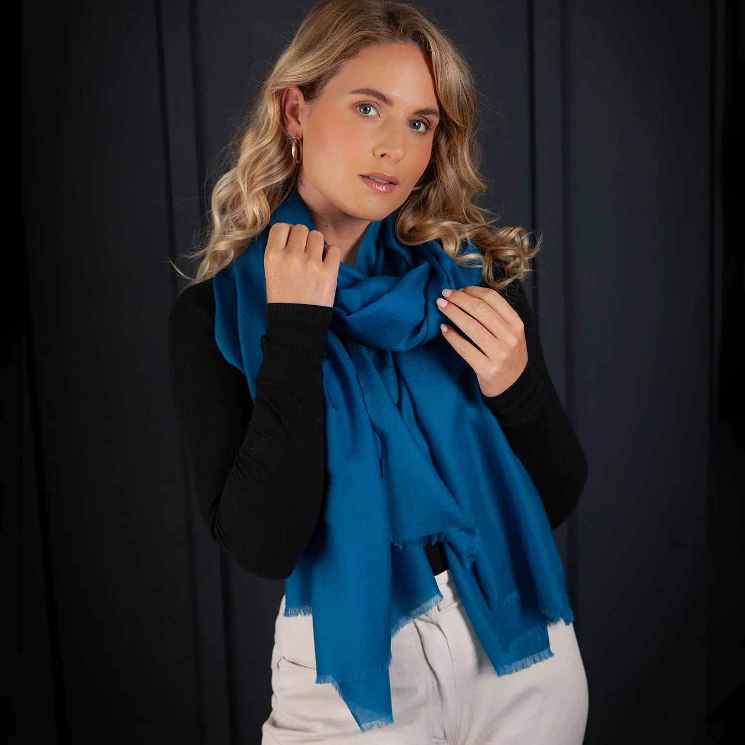 Luxe Merino Silk Shawl Teal