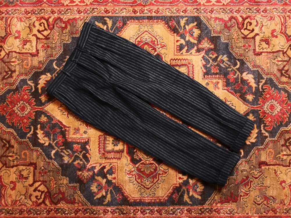 Men's Striped Tweed Pleated Pants