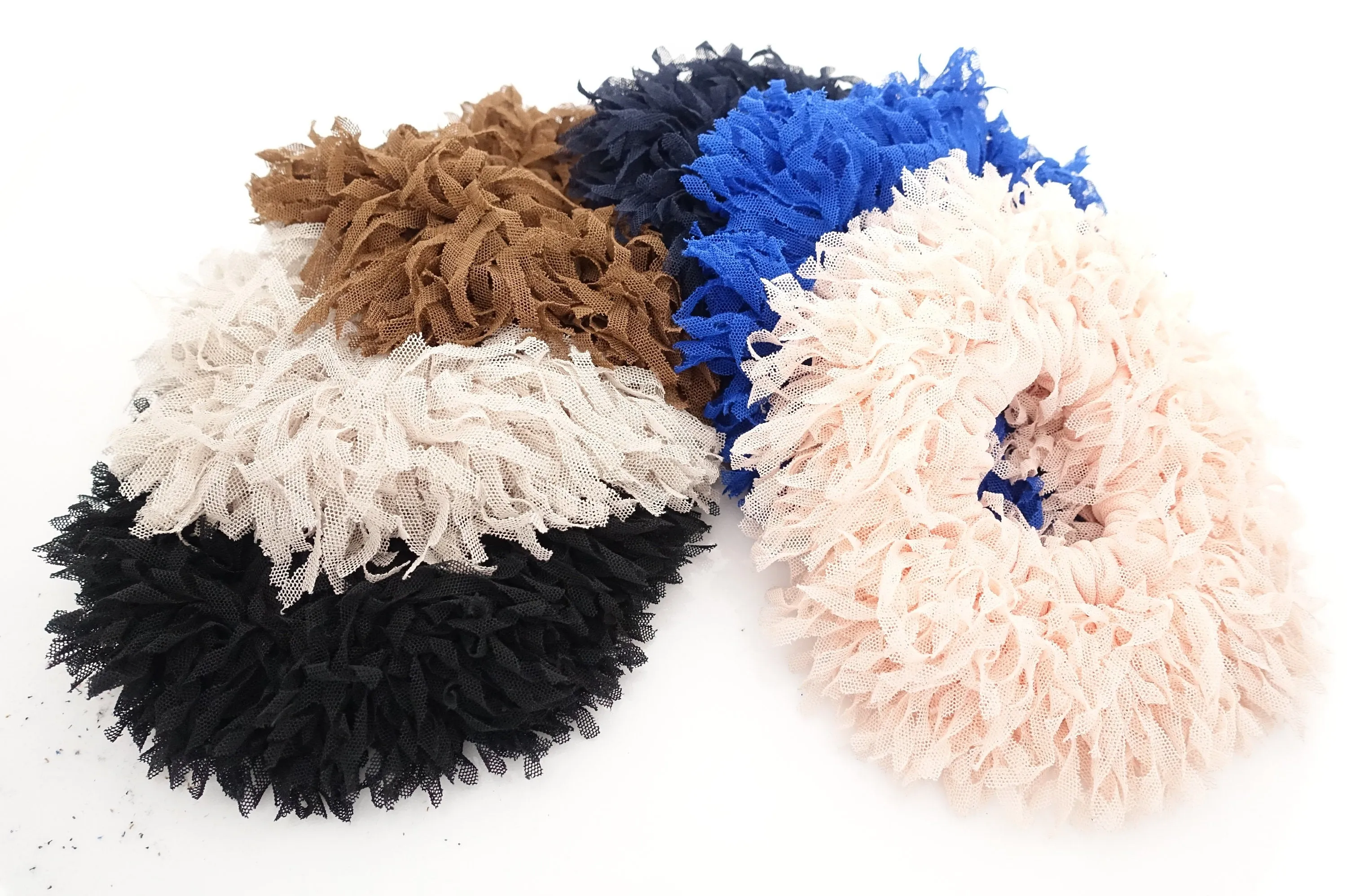 mesh poodle fringe scrunchies unique volume hair scrunchies women hair accessoryes