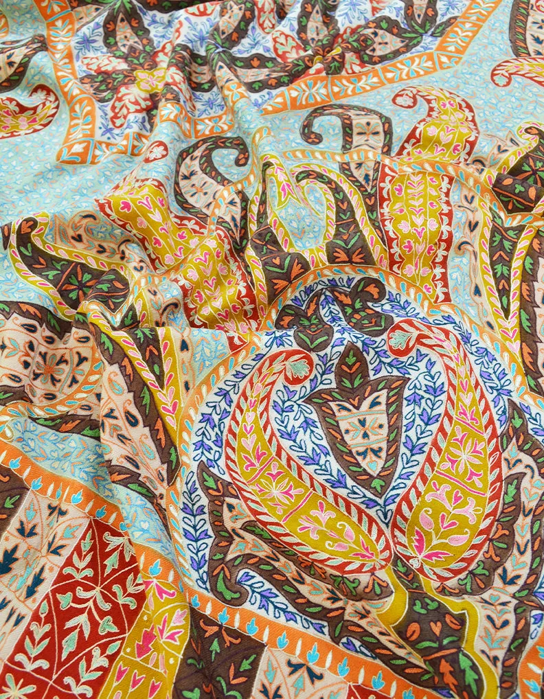 multi-coloured kalamkari Pashmina shawl 8631