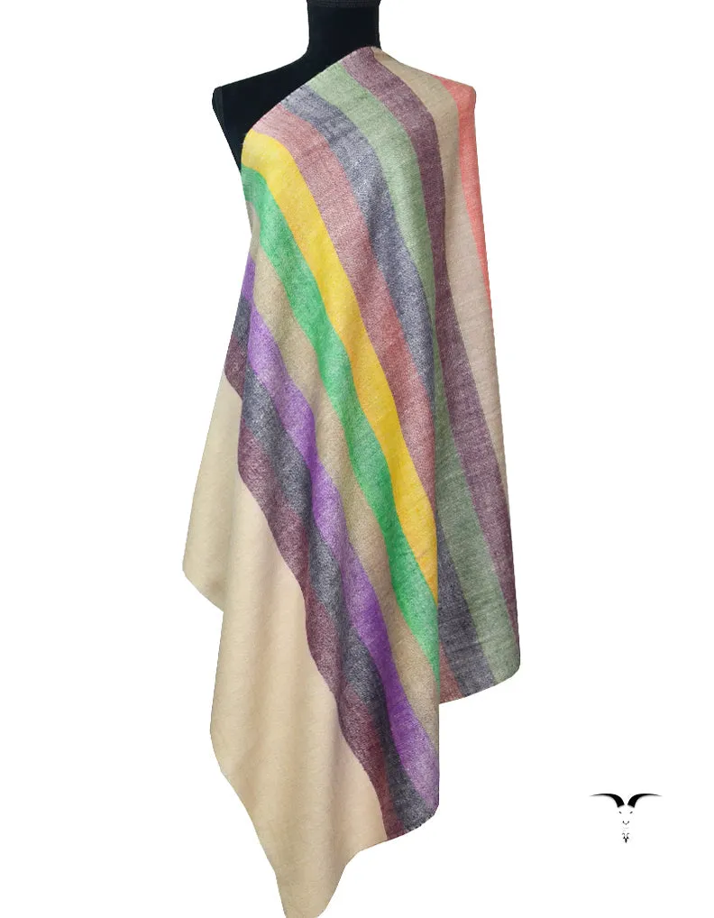 Multicoloured Striped Pashmina Shawl in Hues Of Blue 5468