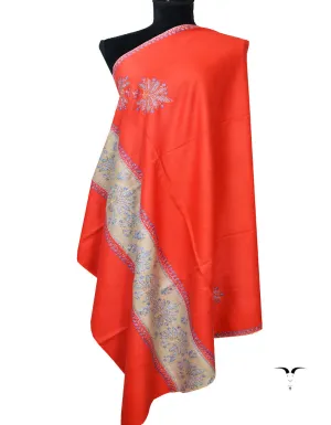 Orange and Blue Embroidery Pashmina Shawl 7152