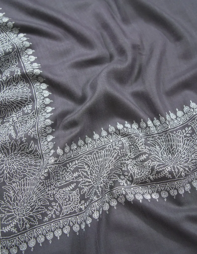 pigeon blue embroidery pashmina shawl 8894