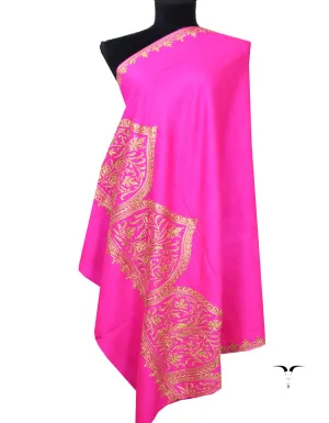 Pink and Golden Embroidery Pashmina Shawl 7314