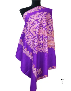 purple embroidery GI pashmina shawl 7881