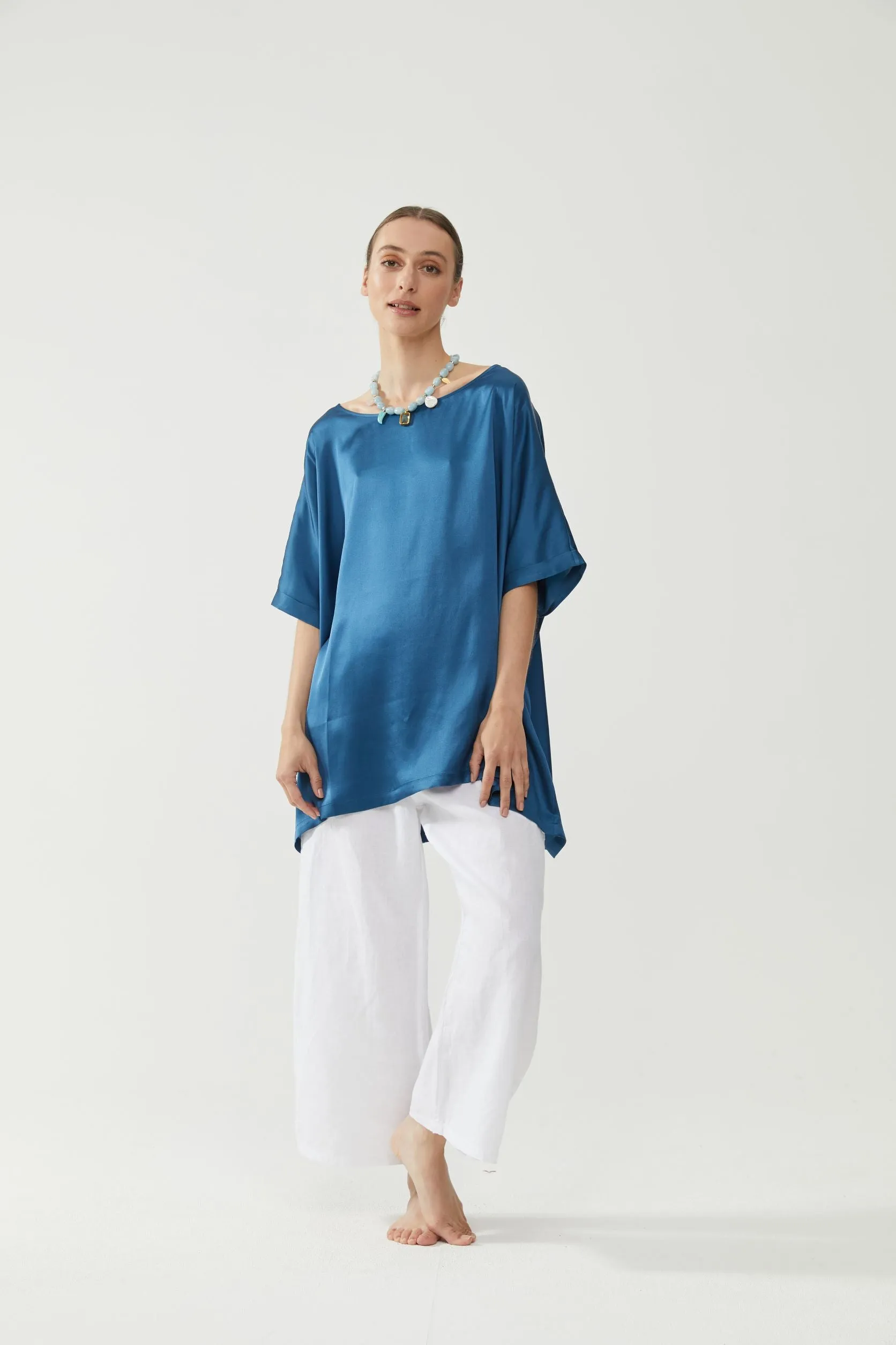 Silk Top - Aegean Blue