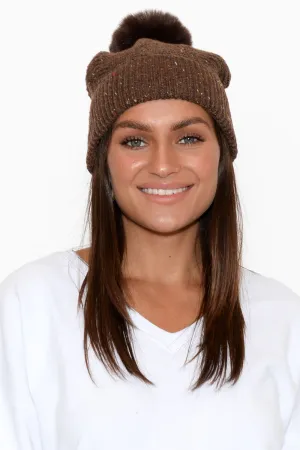 Tullah Chocolate Pom Pom Beanie